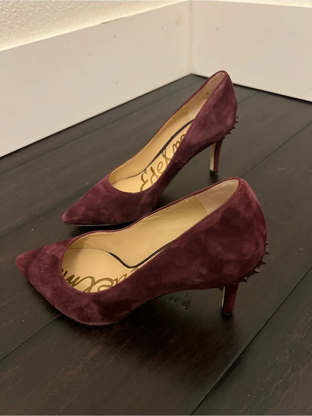 Sam Edelman Burgundy Suede Pointed Toe Pumps